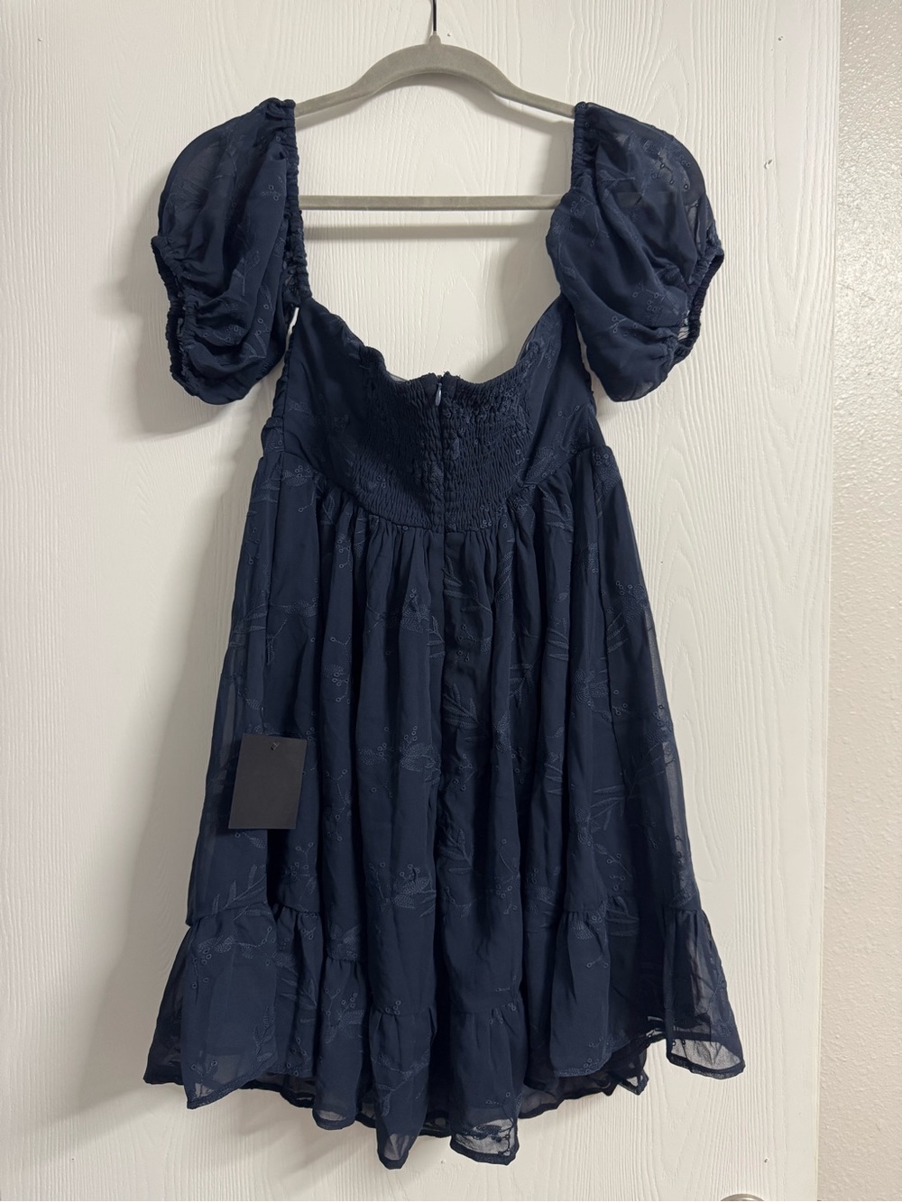Lulu's Navy Puff Sleeve Mini Dress